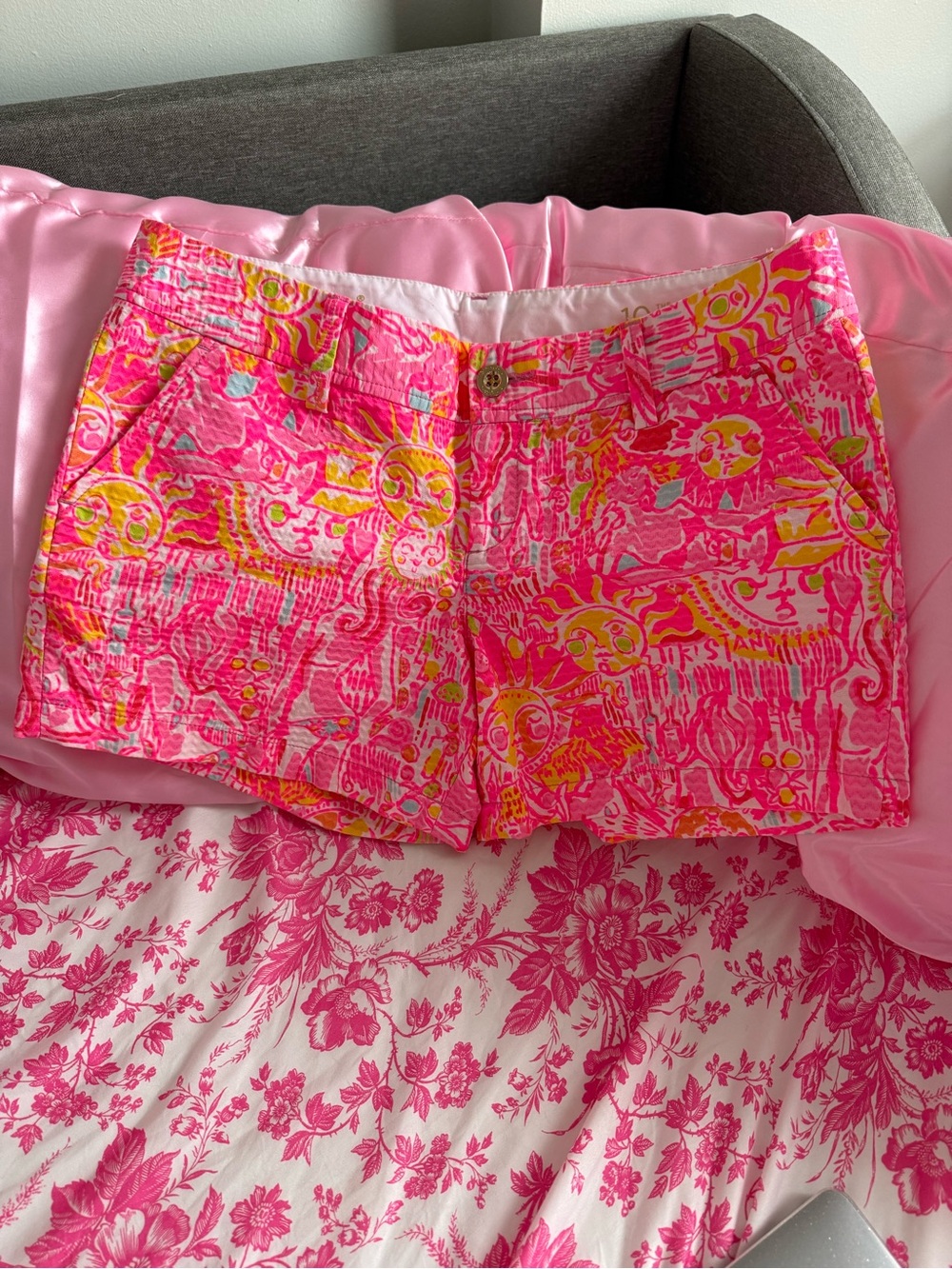 Lilly Pulitzer Bright Pink & Yellow Print High Waist Shorts